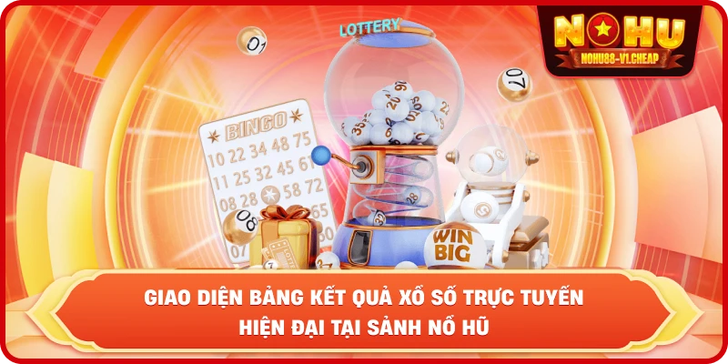 Giao diện bảng kết quả xổ số trực tuyến hiện đại tại sảnh NỔ HŨ